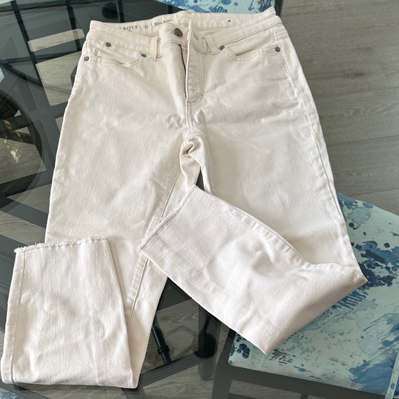 Talbots Denim - Talbots Cream Slim Ankle Jeans